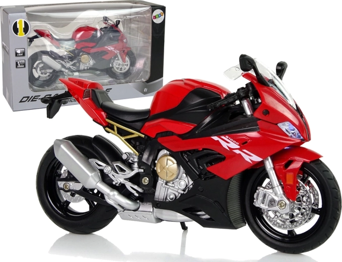 Metallist BMW S1000RR mootorratta mudel punane tulede ja helidega