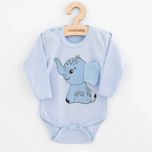 Beebi pikkade varrukatega bodi New Baby Happy Elephant, sinine