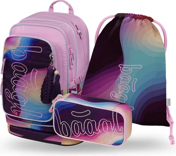 Baagl school set Cubic Lyra – backpack, pencil case and GRS drawstring bag