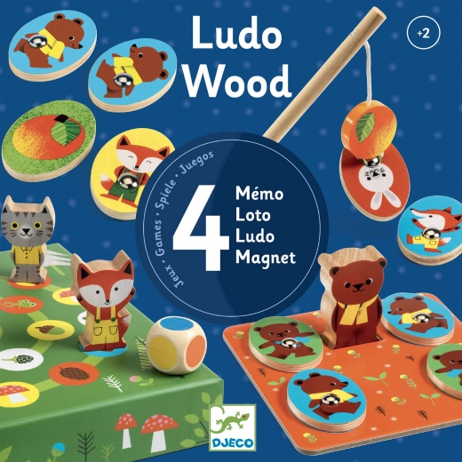 Djeco 4 mängu komplekt Ludo Wood