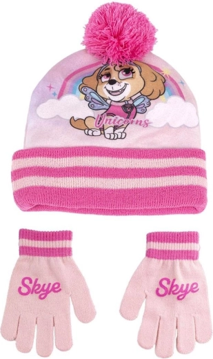Paw Patrol pink hat and gloves set, size 53 - 1 piece
