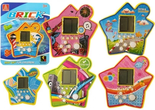 Pocket electronic Tetris game in a star shape – yellow