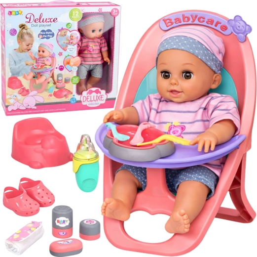 Interactive Baby Doll with High Chair and Accessories