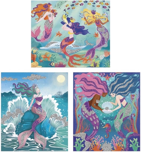 3 mermaid pictures to decorate with glitter