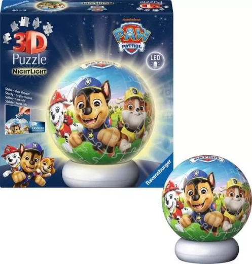 Glowing 3D Puzzle PAW PATROL – Night Edition, 72 pieces