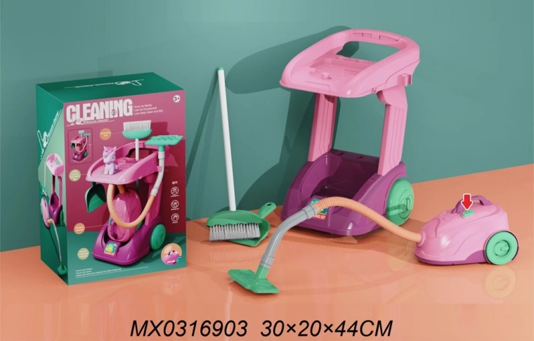 Children's cleaning set with cart and vacuum cleaner