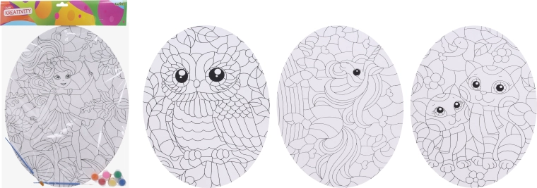 creative painting set on oval 35 × 45 cm with paints and 2 brushes