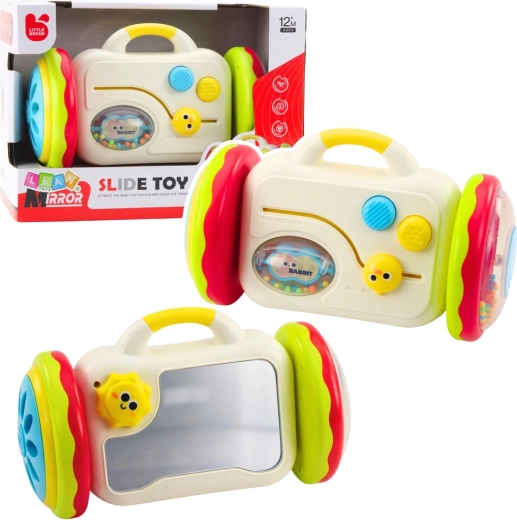 Interactive rolling mirror for babies – educational rattle toy