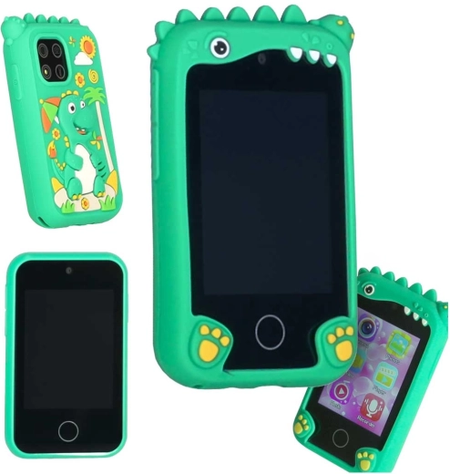 Kids' smart phone with camera and video, 8 GB, green dinosaur
