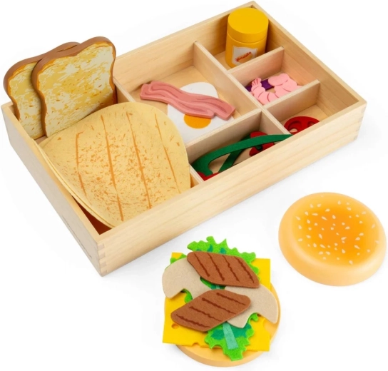 Bigjigs Toys puidust toiduainete komplekt karbis