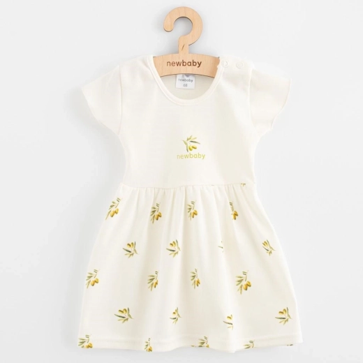 Baby dress made of organic cotton with short sleeves NEW BABY Olives