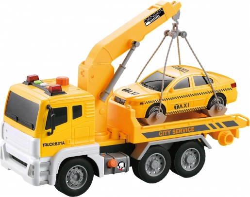 Pukseerimisauto taksoga ning valgus- ja heliefektidega 30 cm