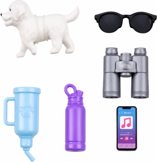 Rich accessories including a dog