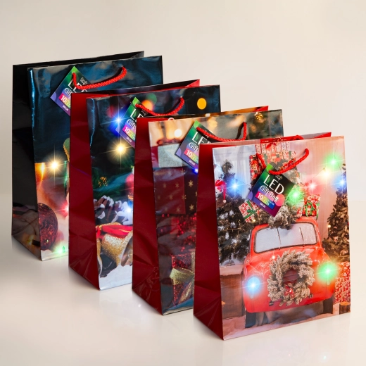 Paper gift bag with 10 colorful LED lights - 1 piece