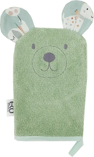 EKO puuvillane pesulapp kõrvadega Bear oliivroheline 20 × 15 cm