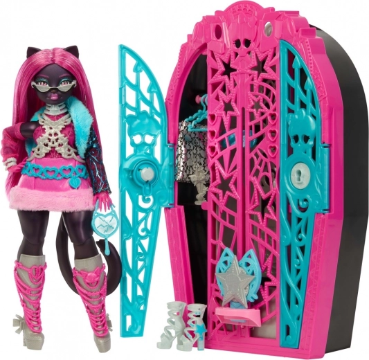Monster High Kõhedad saladused Catty Noir – mänguasi garderoobi ja üllatustega