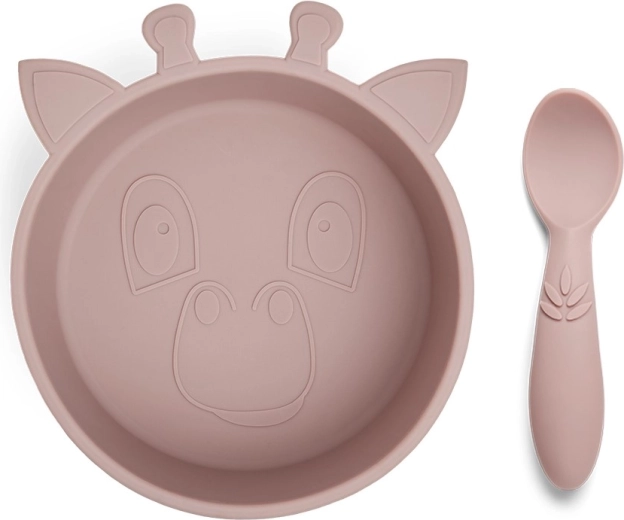 NuuRoo Elia silicone dining set woodrose