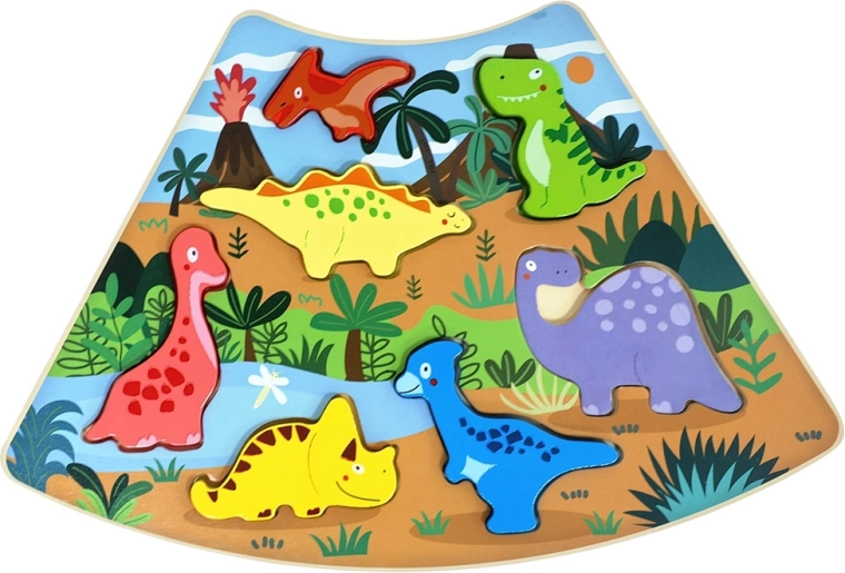 Wooden insert puzzle dinosaurs – connectable set