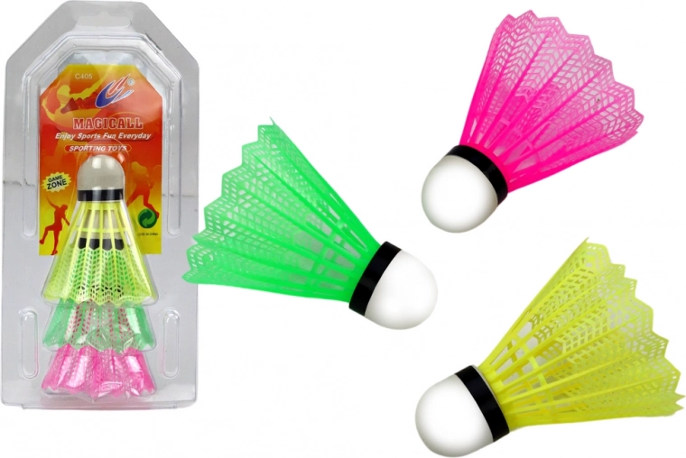 Set of 3 Classic Coloured Badminton Shuttlecocks