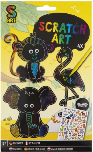Creative Scratch-Off Animals Set with Stickers, 4 pcs