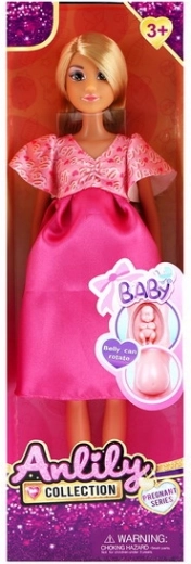 Pregnant doll in a pink dress 30 cm