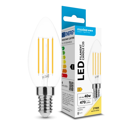 Modee LED Bulb Filament C35 4 W E14, 470 lm, warm white