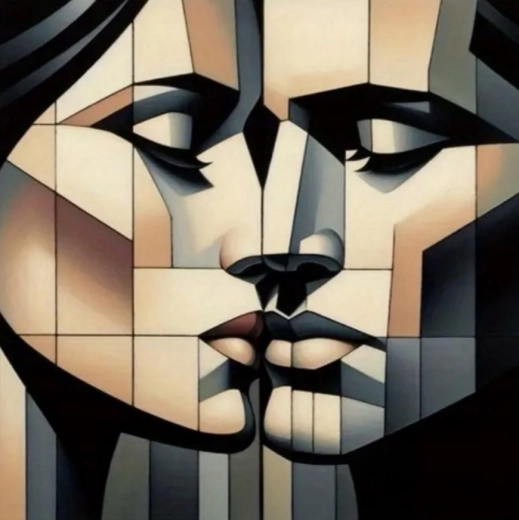 Diamond painting cubist faces 30 × 40 cm