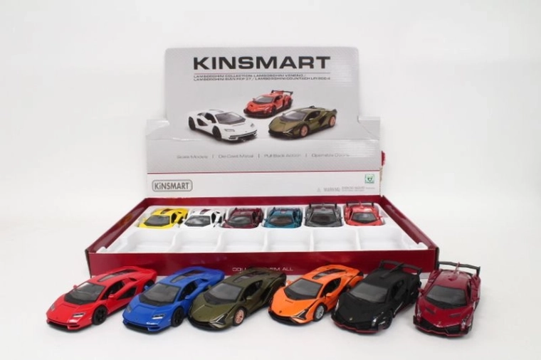 Die-cast Lamborghini toy car 13 cm with pull-back drive