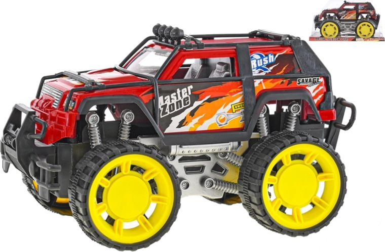 Hõõrdemootoriga maastikuauto 26 cm – punane off-road suurte ratastega