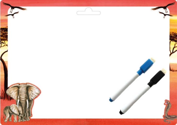 Akim double-sided wipe-clean safari board A4 with 2 markers
