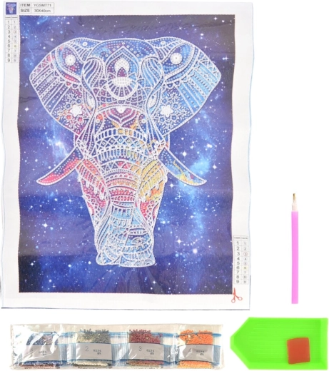 Diamond Painting Glowing Elephant 30 × 40 cm
