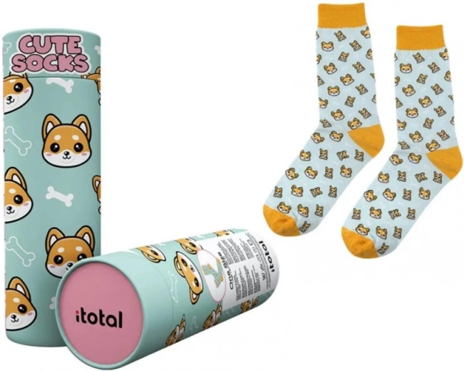 Cotton socks with dog motif