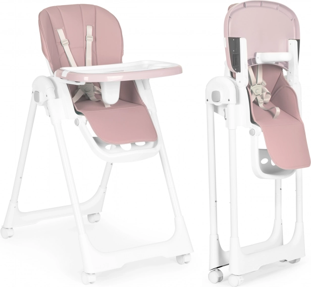 ECOTOYS Height-Adjustable High Chair with Double Tray – Pink