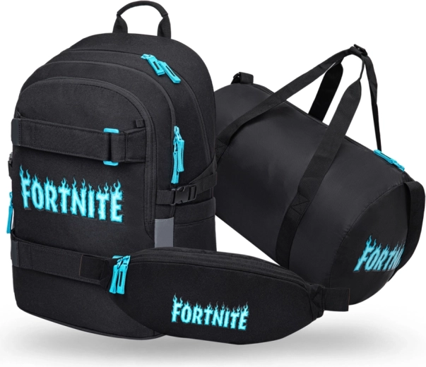 Baagl komplekt Fortnite sinine – kooliseljakott Skate, spordikott Hoop ja vöökott Snap