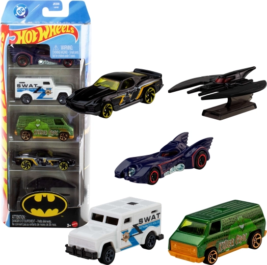 Hot Wheels DC Batman – 5 metallist mänguauto komplekt 1:64 (u 7 cm)