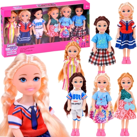 Mini-nukud nukumajja – 6 tk komplekt, 14 cm
