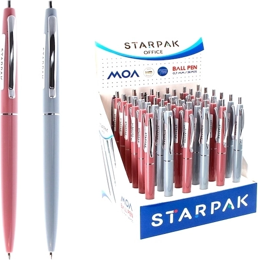Retractable ballpoint pen grey and pink - 1 piece