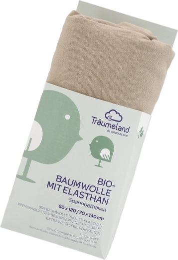 Träumeland fitted sheet made of organic cotton with elastane UNI Taupe