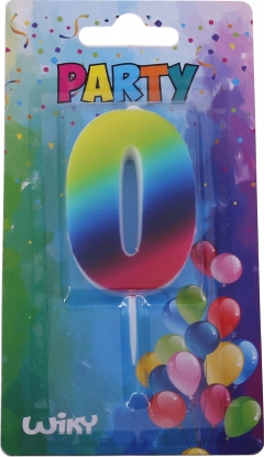 Party candle number 0 rainbow