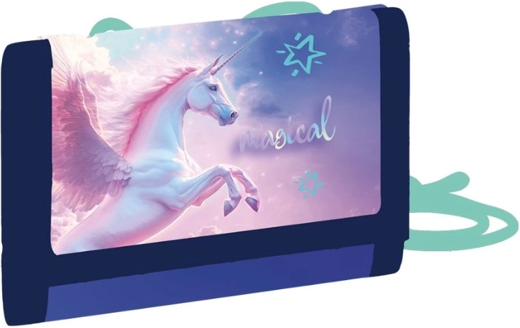 Children’s textile wallet Pegasus for neck with hook-and-loop closure