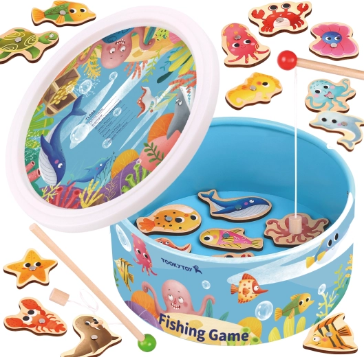 Tooky Toy magnetiline kalapüügimäng – puidust komplekt