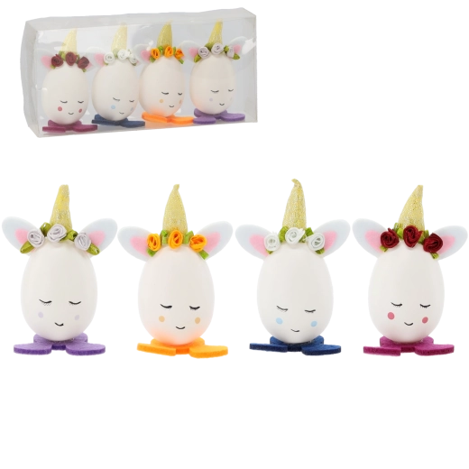 Easter egg decorations with ears and cap, set of 4 CHOMIK