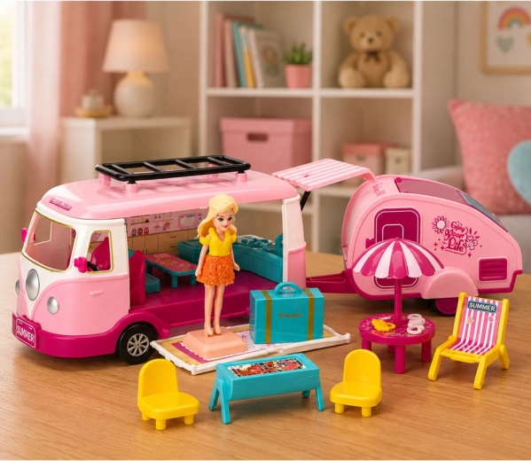 Camping accessories and doll for role play