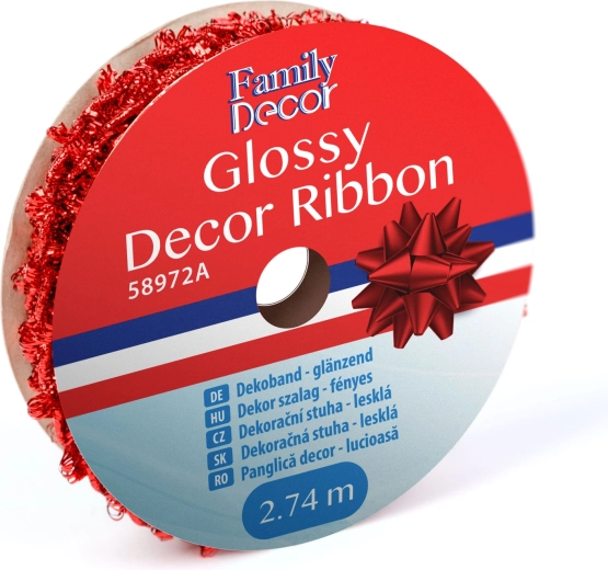 Shiny red decorative ribbon 2.74 m