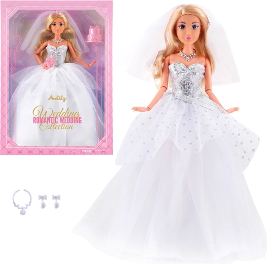 Fashion doll in white wedding dress