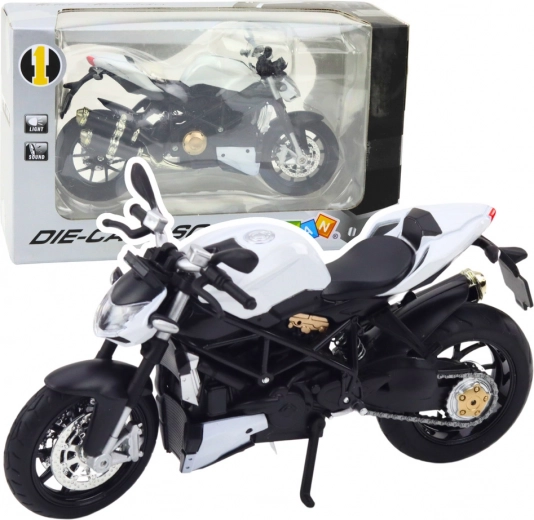 Die-cast sport motorcycle 1:12 with lights and sounds – white