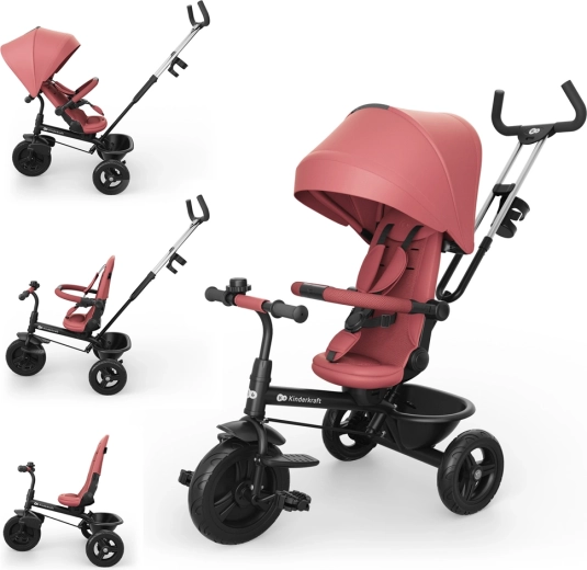 Kinderkraft Aston 2 Plus kolmerattaline 6-ühes, roosa