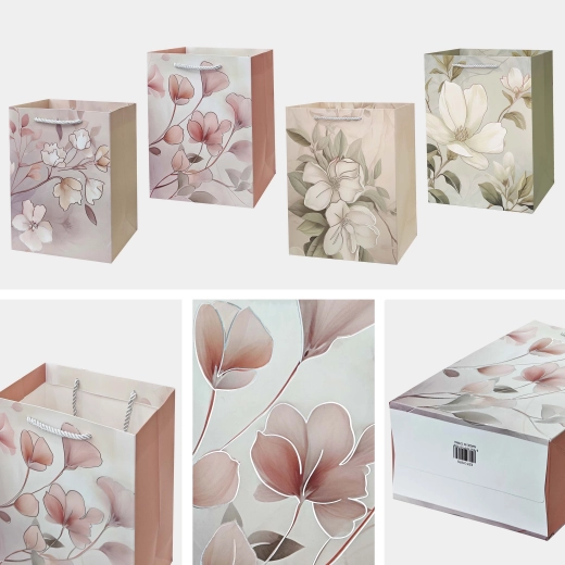 Paper gift bag with floral motif 40 × 30 × 12 cm