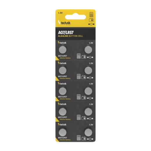 Alkaline button cell Technik Platinum AG7 / LR57 / 395 1.5 V – pack of 10