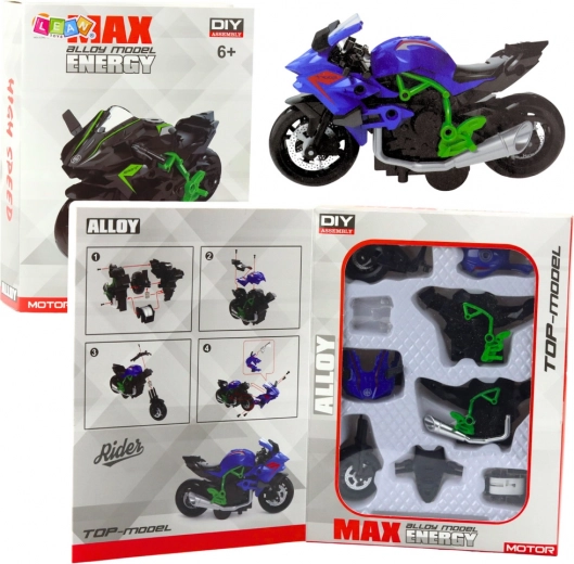 Metal DIY motorcycle model 1:14 green‑blue